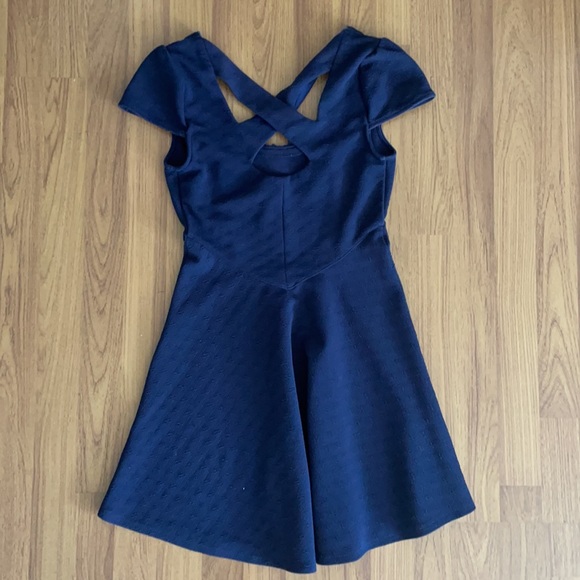 Navy short sleeve fit and flare mini dress size S - Picture 3 of 3